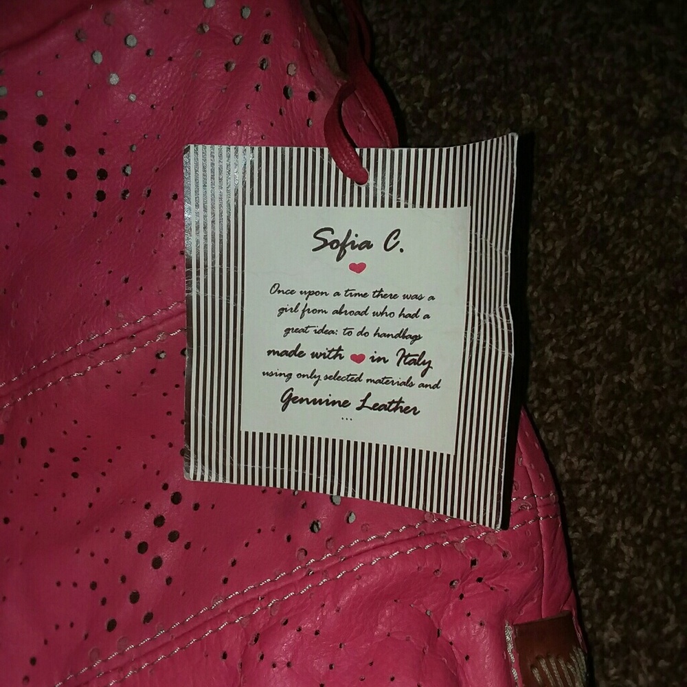 Brand new with tags pink Sofia C leather bag